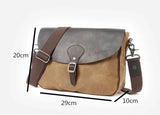 Crazy Horse Leather Waterproof Canvas Shoulder Bag_D