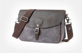Crazy Horse Leather Waterproof Canvas Shoulder Bag_D