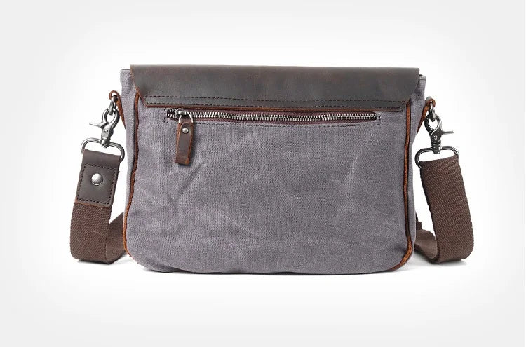 Waxed Canvas & Leather Shoulder Bag — Style D