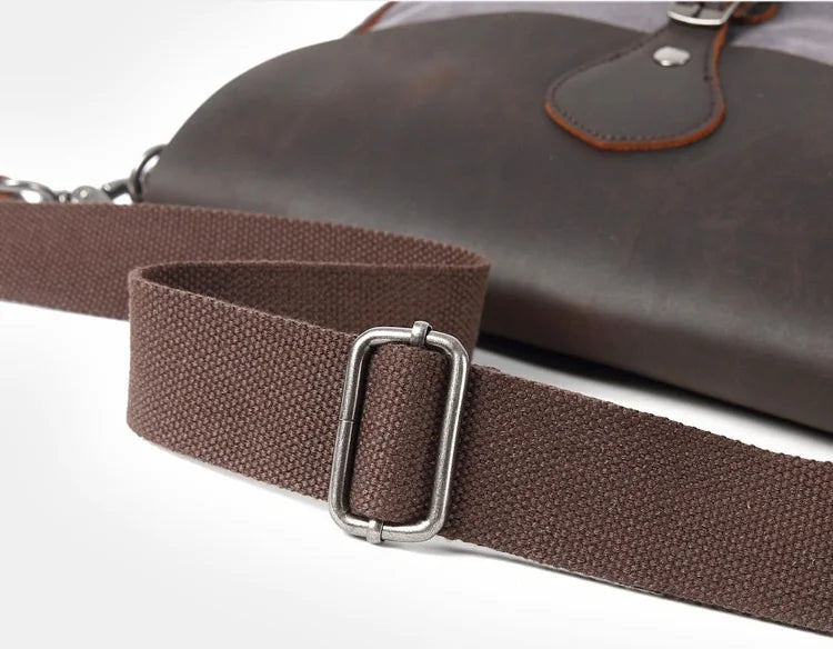 Waxed Canvas & Leather Shoulder Bag — Style D