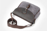 Crazy Horse Leather Waterproof Canvas Shoulder Bag_D