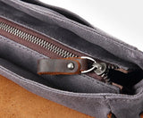Crazy Horse Leather Waterproof Canvas Shoulder Bag_D