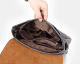 Crazy Horse Leather Waterproof Canvas Shoulder Bag_D