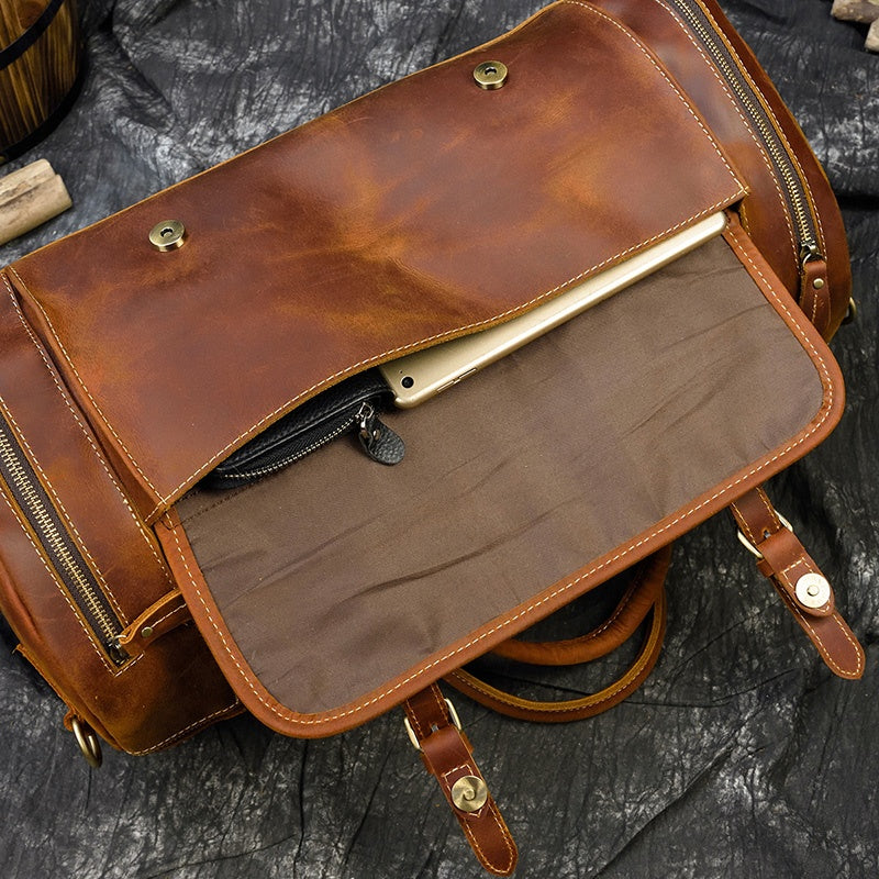 Reisetasche aus Crazy Horse-Leder — Modell P — Detailansicht