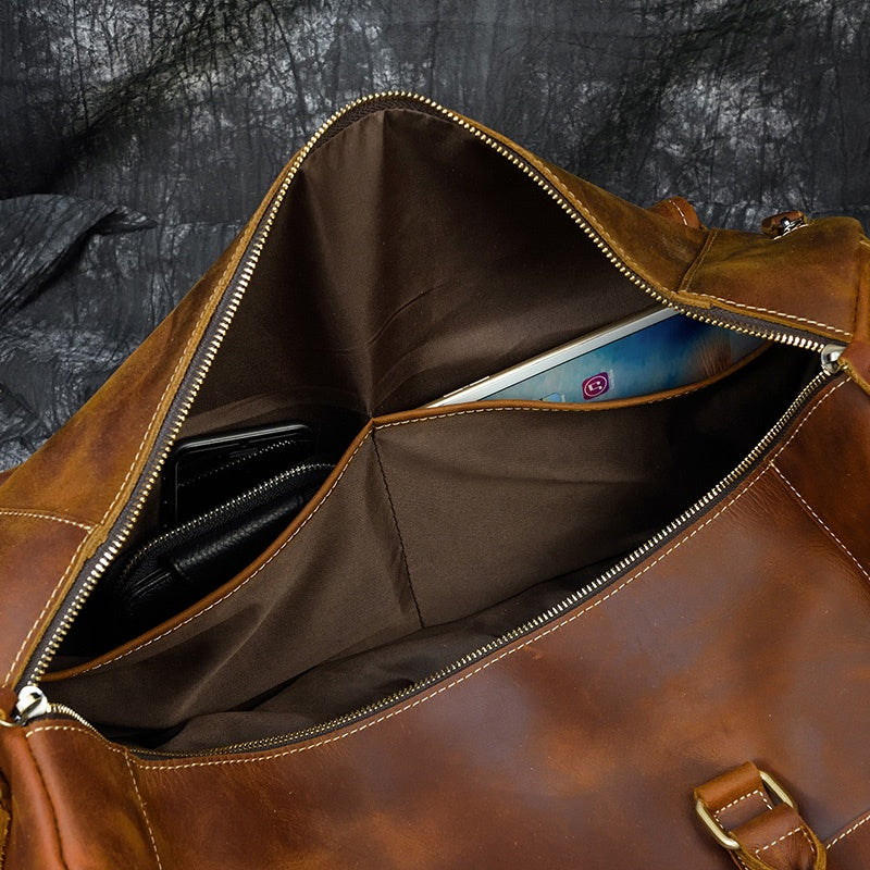 Reisetasche aus Crazy Horse-Leder — Modell P — Detailansicht