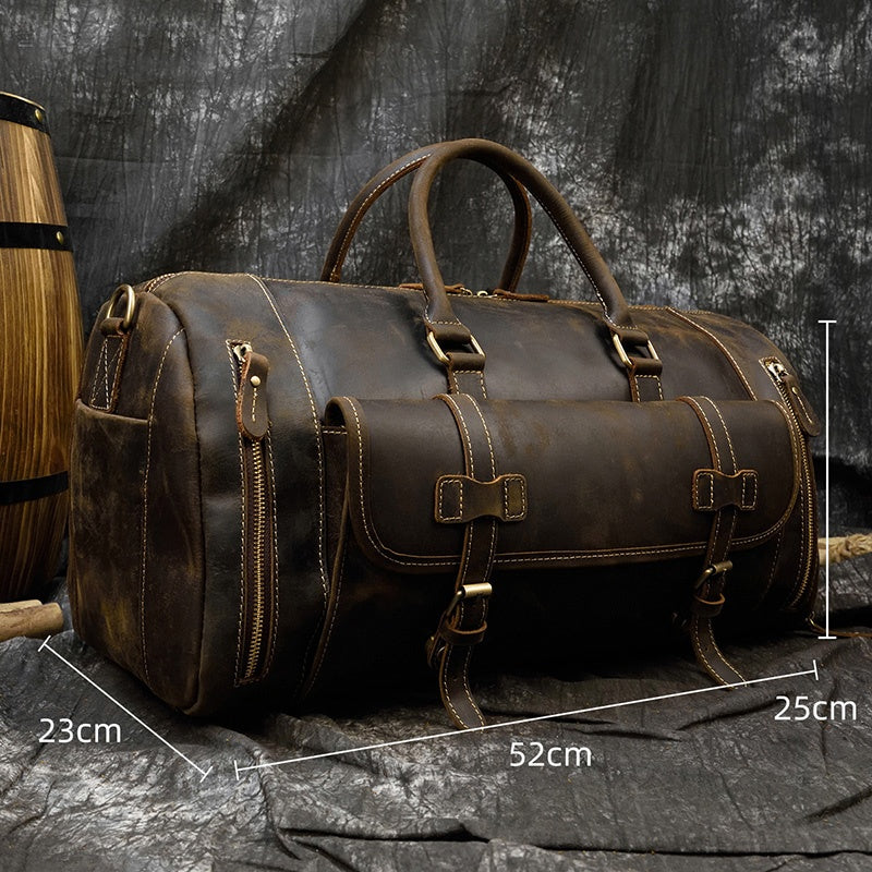 Reisetasche aus Crazy Horse-Leder — Modell P — Detailansicht