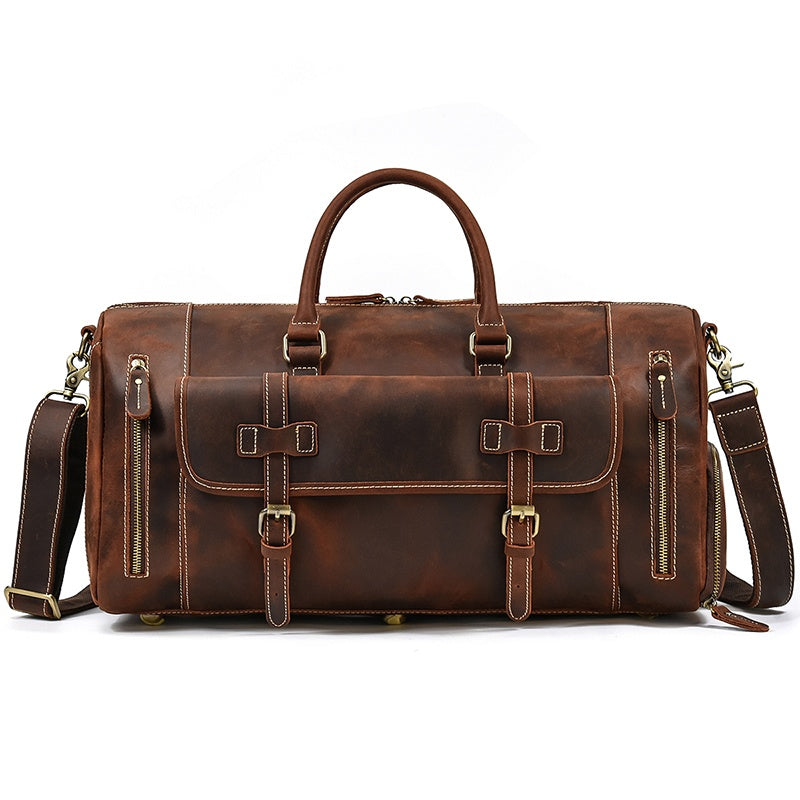 Reisetasche aus Crazy Horse-Leder — Modell P — Detailansicht