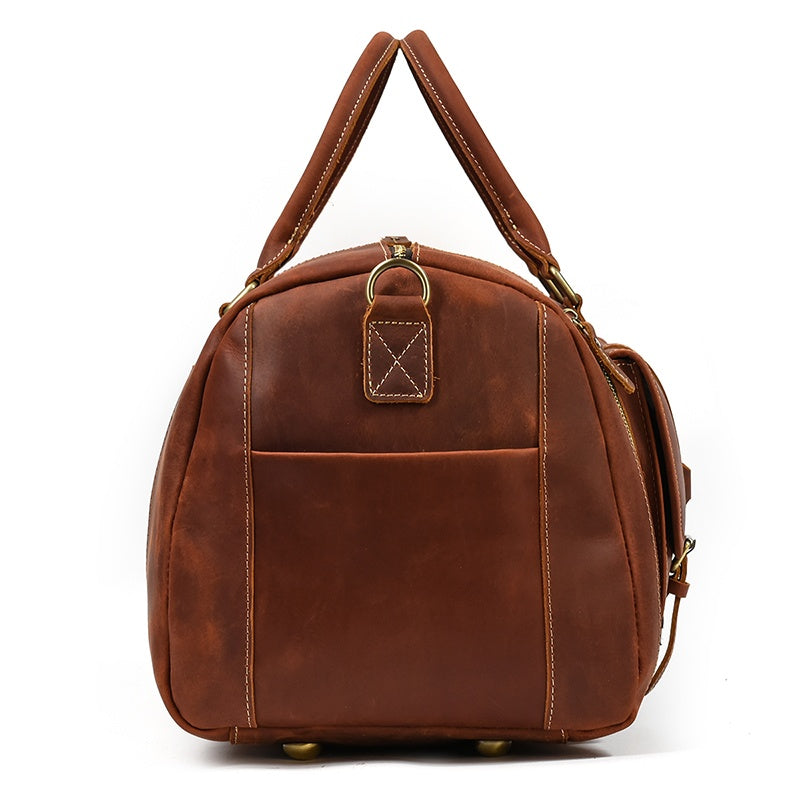 Reisetasche aus Crazy Horse-Leder — Modell P — Detailansicht