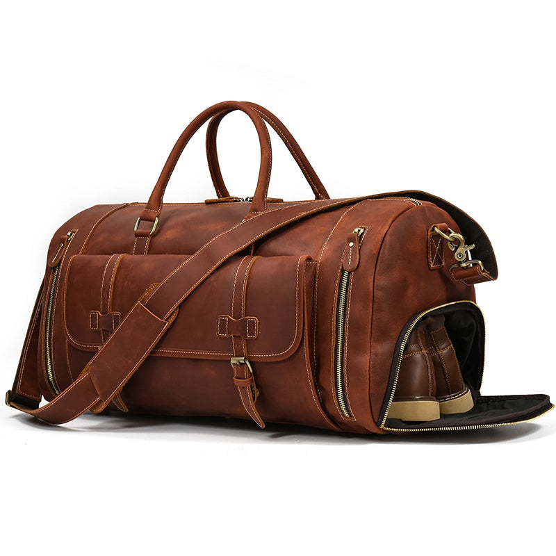 Reisetasche aus Crazy Horse-Leder — Modell P — Detailansicht