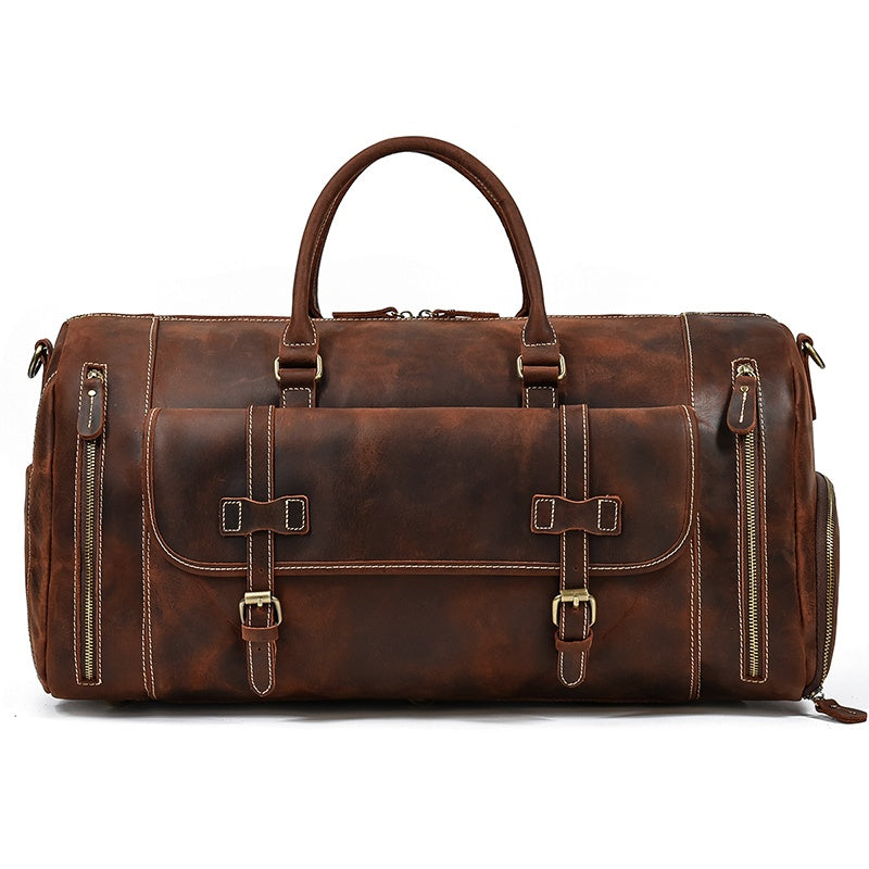Reisetasche aus Crazy Horse-Leder — Modell P — Detailansicht