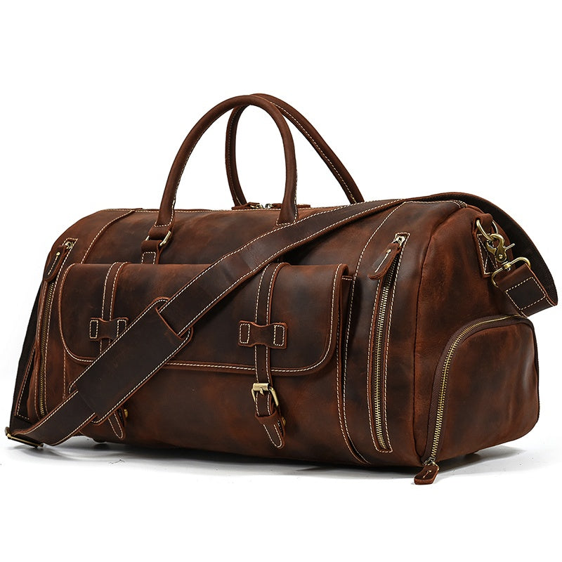 Reisetasche aus Crazy Horse-Leder — Modell P — Detailansicht
