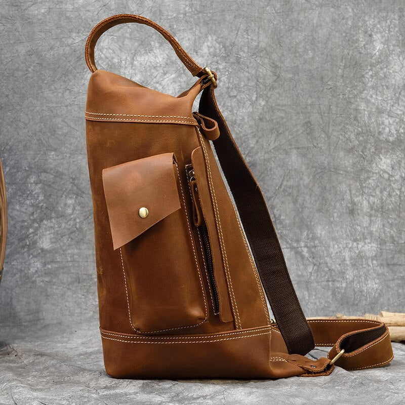 Crazy Horse Leather Crossbody Bag — Style B